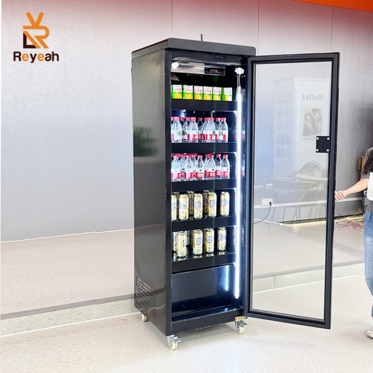 Reyeah Refrigerated Vending Machine,Safe And Efficient Purchasing Experience,Black Beverage Vending Machine X12,Credit Card Reader